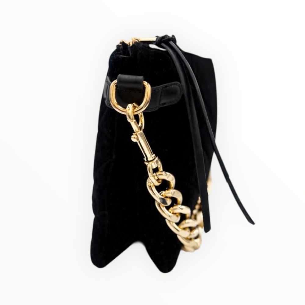 Chic Velvet Black Chain Shoulder Bag - Picture 4 of 8